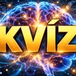 Kvíz felirat világító emberi agy, könyvek és földgömb előtt