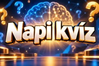 Napi kvíz felirat kérdőjelekkel és világító agy grafikával