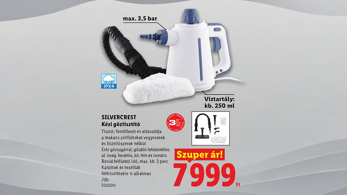 7999 forintos gőztisztító érkezik a Lidlbe: zsíros felületekhez és textilhez is adnak fejet