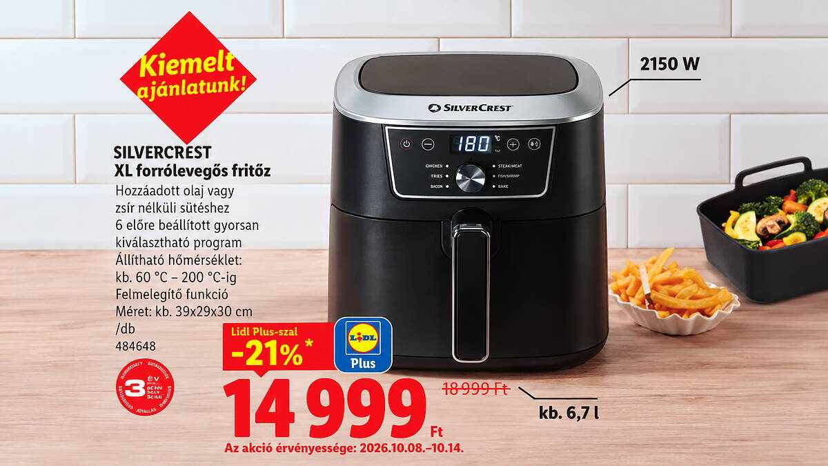 Airfryer akciót jelentett be a Lidl, ritkán kapni ilyen jó áron