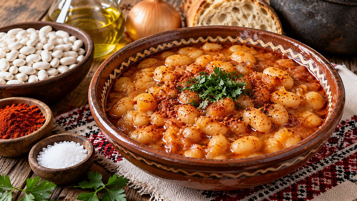 Lakodalmi „sűrű bab” Peruscsicából, a bolgár falusi recept eredeti arányokkal