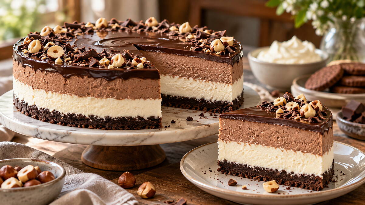 Sütés nélküli nutellás torta mascarponéval, két krémréteggel